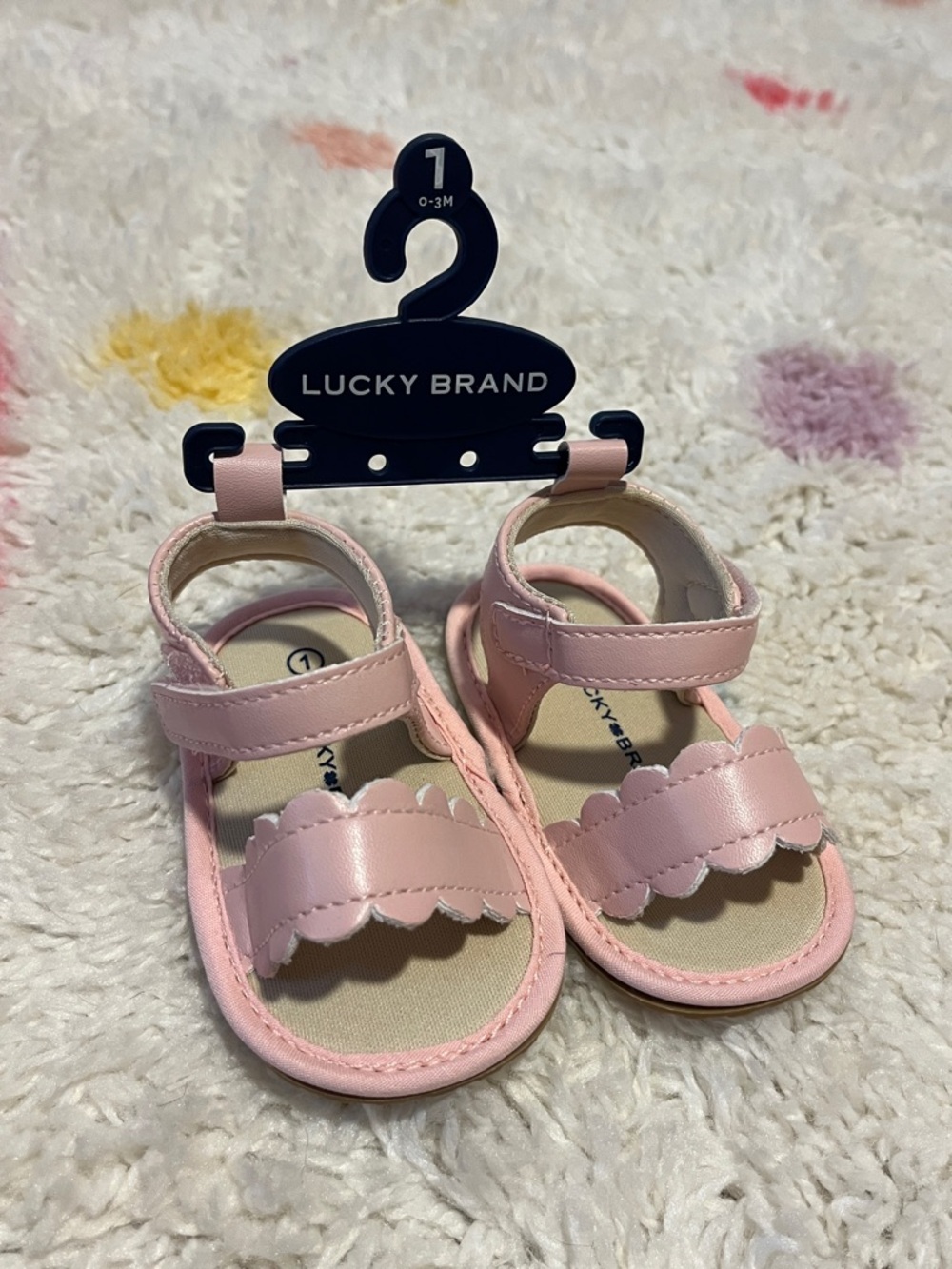 Lucky Brand Pink Scallop Strap Baby Sandals